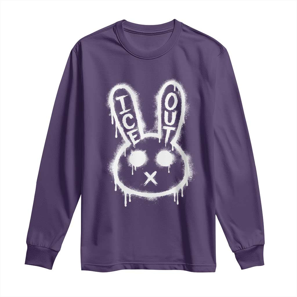 Cool Bunny Ice Out Long Sleeve Shirt Graffiti Style Rabbit FDT Anti Immigration Enforcement TS10 Purple Print Your Wear