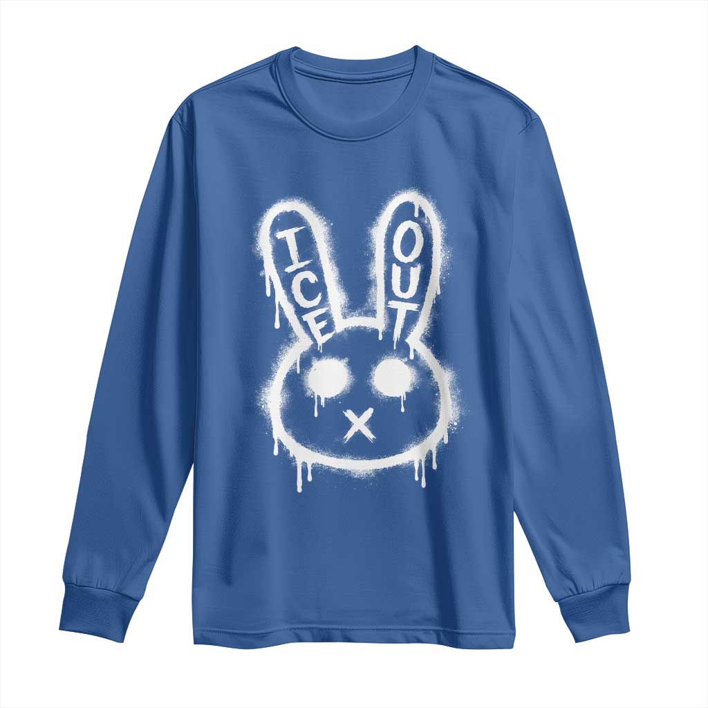 Cool Bunny Ice Out Long Sleeve Shirt Graffiti Style Rabbit FDT Anti Immigration Enforcement TS10 Royal Blue Print Your Wear