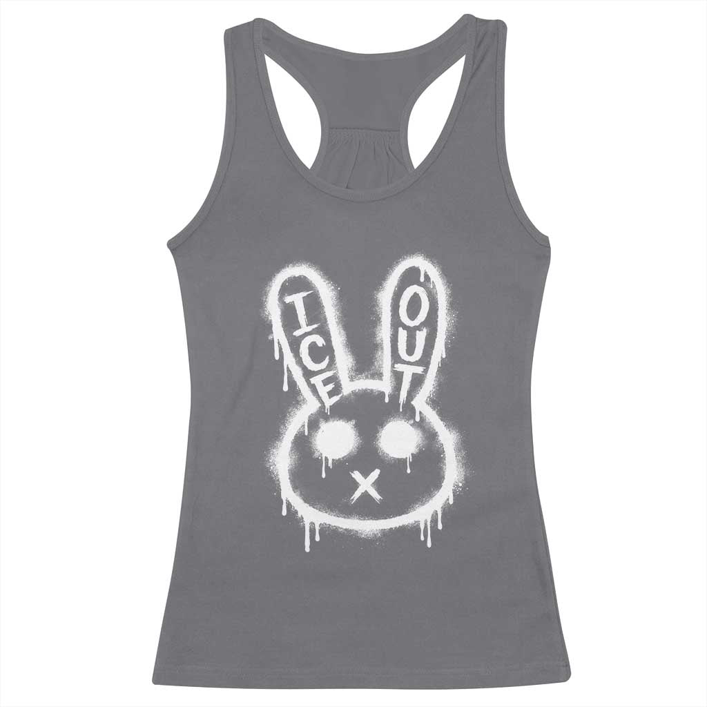 Cool Bunny Ice Out Racerback Tank Top Graffiti Style Rabbit FDT Anti Immigration Enforcement TS10 Charcoal Print Your Wear