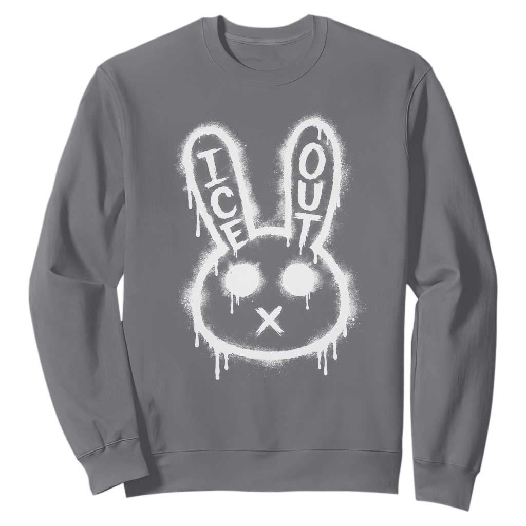 Cool Bunny Ice Out Sweatshirt Graffiti Style Rabbit FDT Anti Immigration Enforcement TS10 Charcoal Print Your Wear