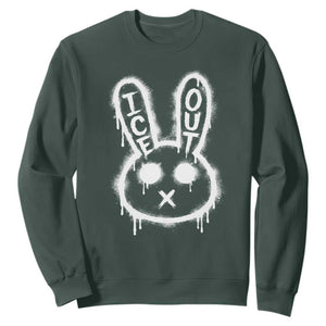 Cool Bunny Ice Out Sweatshirt Graffiti Style Rabbit FDT Anti Immigration Enforcement TS10 Dark Forest Green Print Your Wear