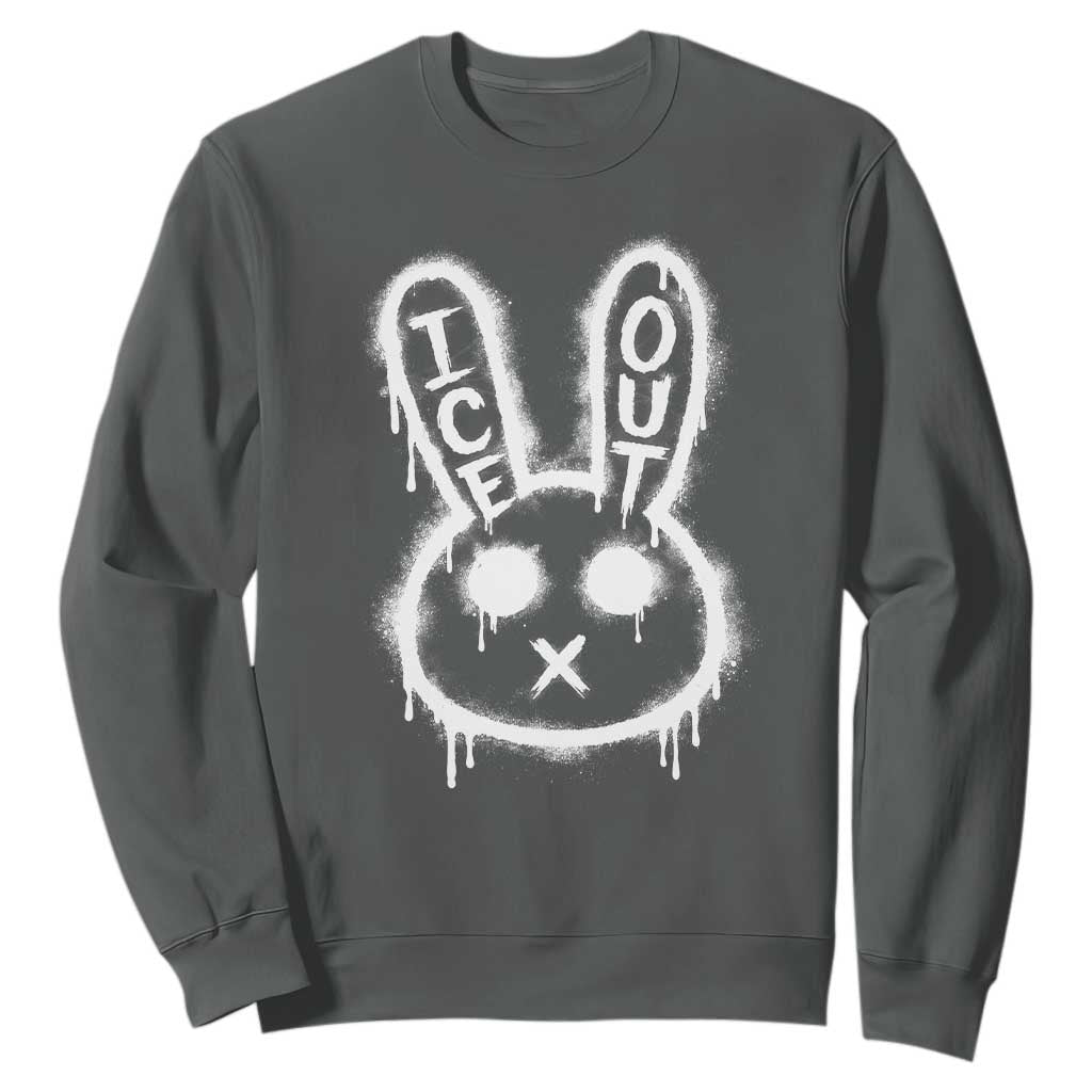 Cool Bunny Ice Out Sweatshirt Graffiti Style Rabbit FDT Anti Immigration Enforcement TS10 Dark Heather Print Your Wear