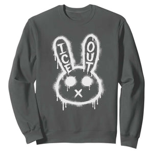 Cool Bunny Ice Out Sweatshirt Graffiti Style Rabbit FDT Anti Immigration Enforcement TS10 Dark Heather Print Your Wear