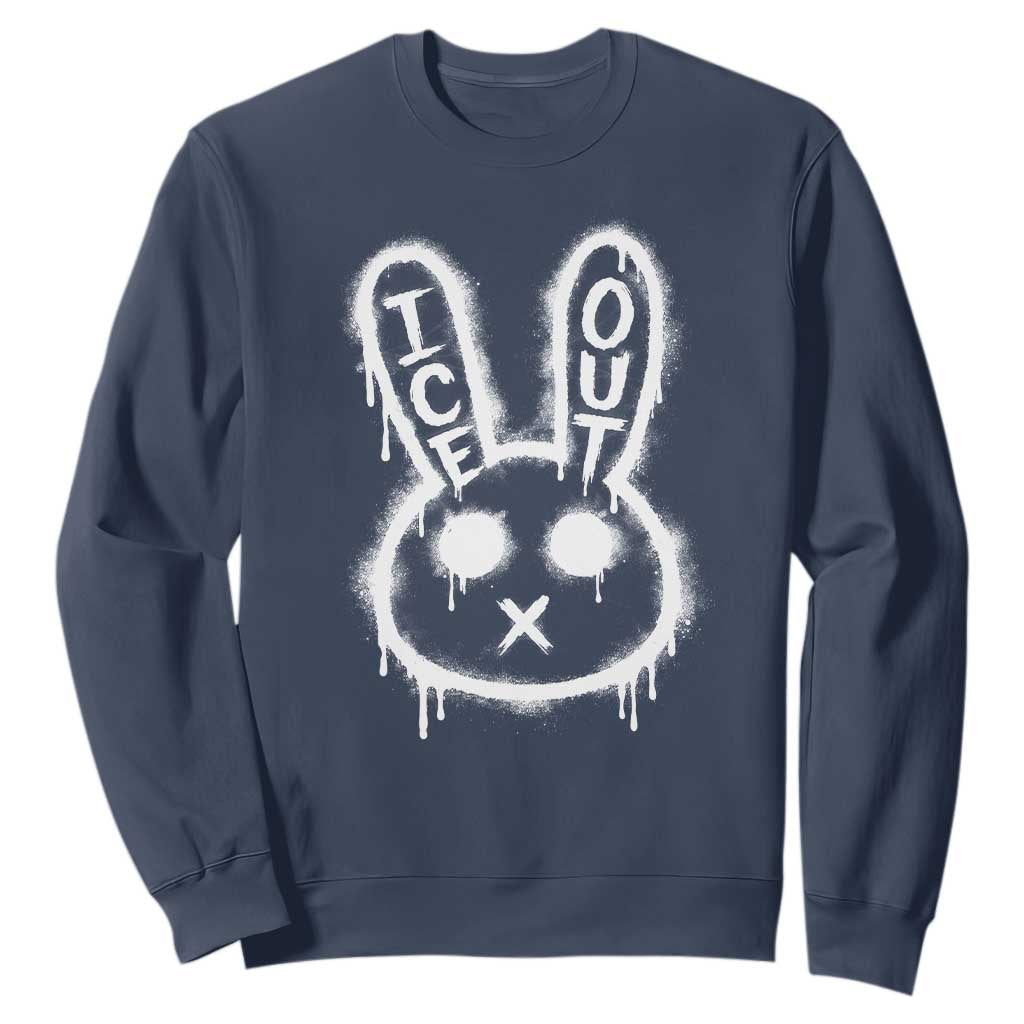 Cool Bunny Ice Out Sweatshirt Graffiti Style Rabbit FDT Anti Immigration Enforcement TS10 Navy Print Your Wear