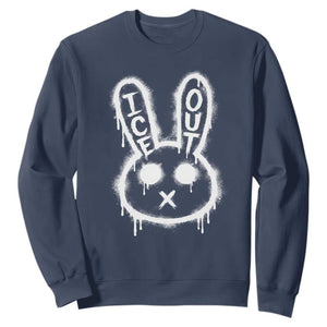 Cool Bunny Ice Out Sweatshirt Graffiti Style Rabbit FDT Anti Immigration Enforcement TS10 Navy Print Your Wear