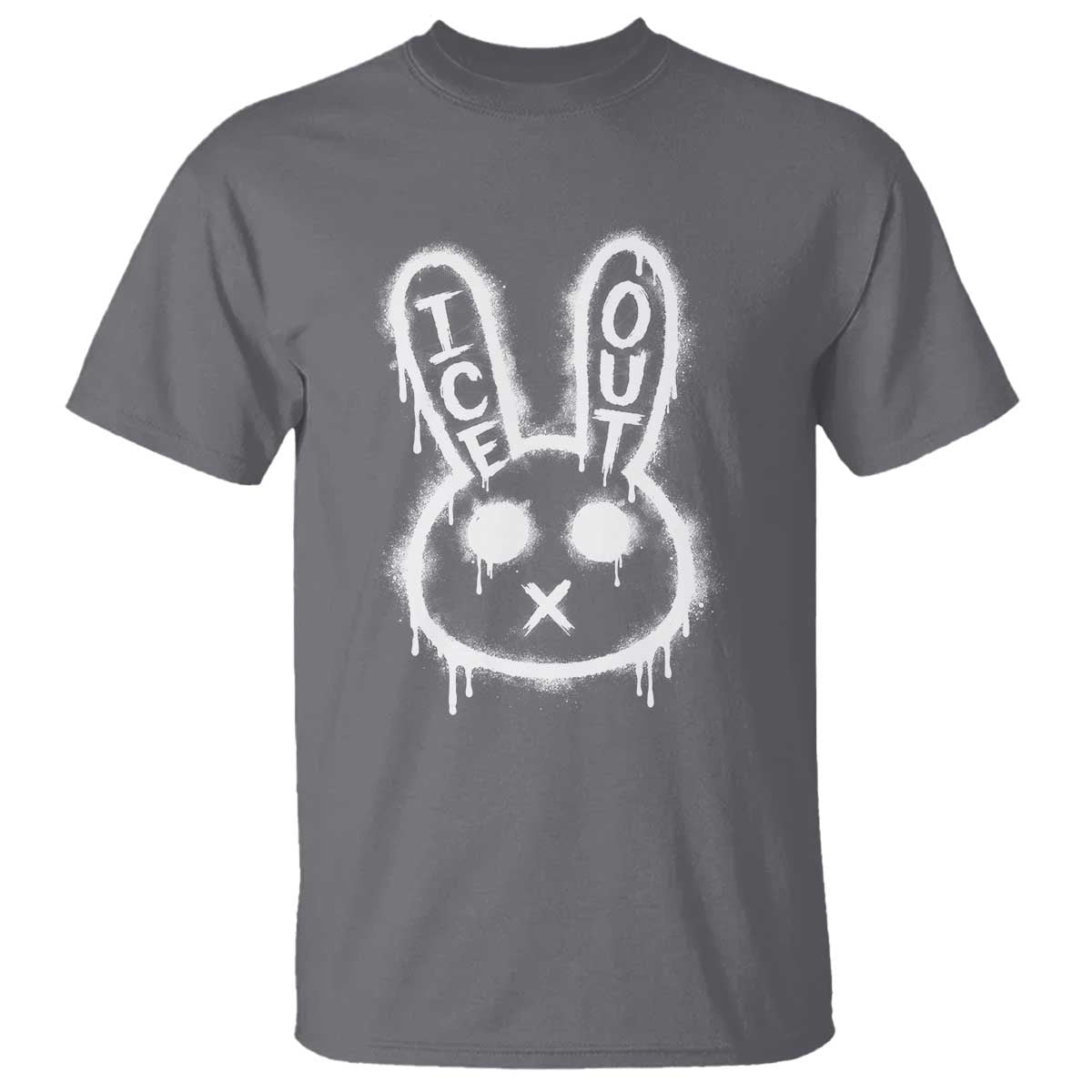 Cool Bunny Ice Out T Shirt Graffiti Style Rabbit FDT Anti Immigration Enforcement TS10 Charcoal Print Your Wear