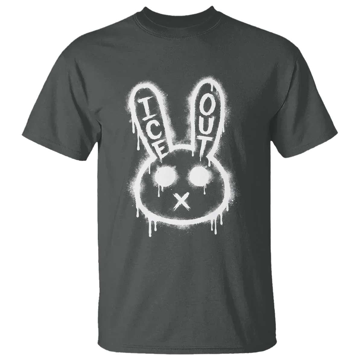 Cool Bunny Ice Out T Shirt Graffiti Style Rabbit FDT Anti Immigration Enforcement TS10 Dark Heather Print Your Wear