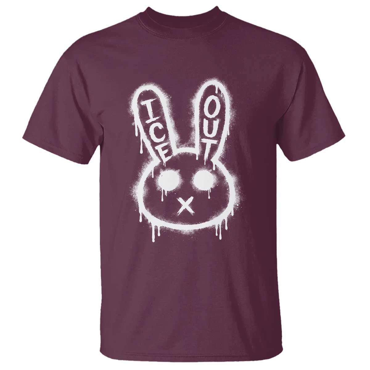 Cool Bunny Ice Out T Shirt Graffiti Style Rabbit FDT Anti Immigration Enforcement TS10 Maroon Print Your Wear