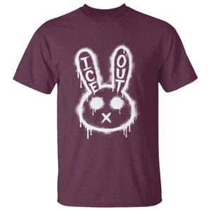 Cool Bunny Ice Out T Shirt Graffiti Style Rabbit FDT Anti Immigration Enforcement TS10 Maroon Print Your Wear