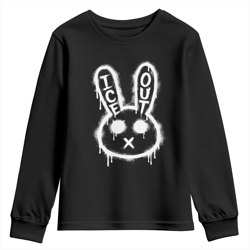 Cool Bunny Ice Out Youth Sweatshirt Graffiti Style Rabbit FDT Anti Immigration Enforcement TS10 Black Print Your Wear