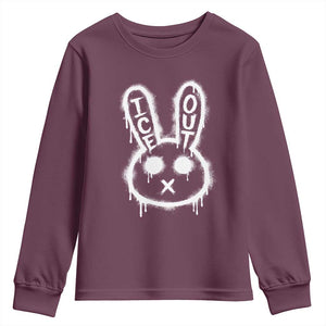 Cool Bunny Ice Out Youth Sweatshirt Graffiti Style Rabbit FDT Anti Immigration Enforcement TS10 Maroon Print Your Wear