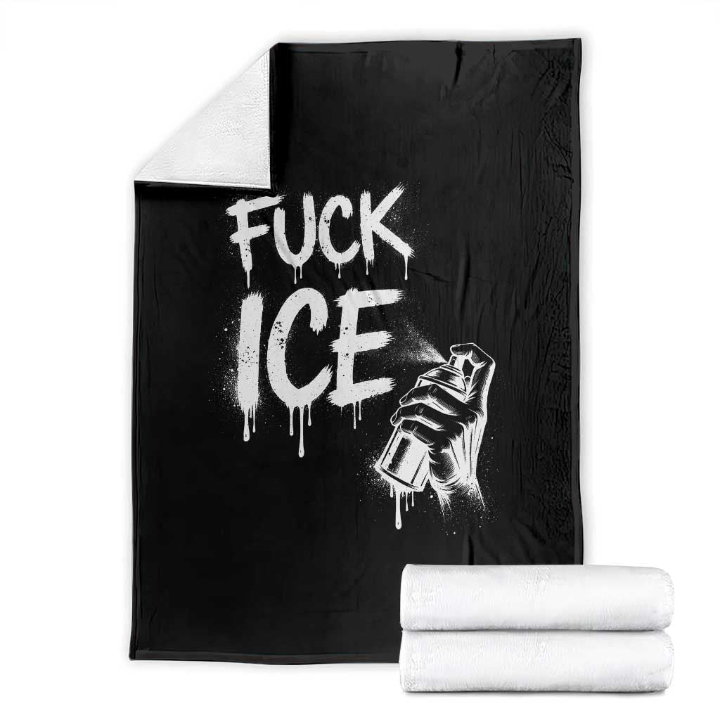 Fck Ice Throw Blanket Vintage Graffiti No Human is Illegal TS10 Black Print Your Wear