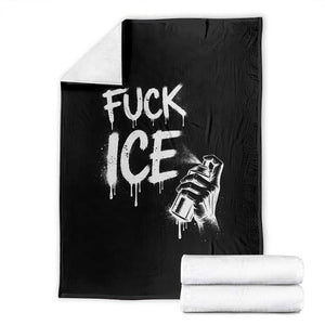 Fck Ice Throw Blanket Vintage Graffiti No Human is Illegal TS10 Black Print Your Wear