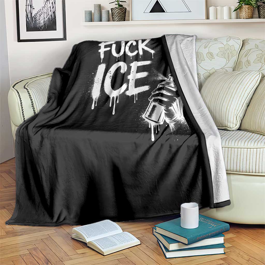 Fck Ice Throw Blanket Vintage Graffiti No Human is Illegal TS10 Print Your Wear