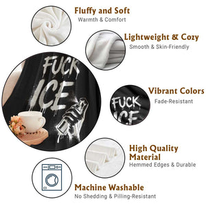 Fck Ice Throw Blanket Vintage Graffiti No Human is Illegal TS10 Print Your Wear