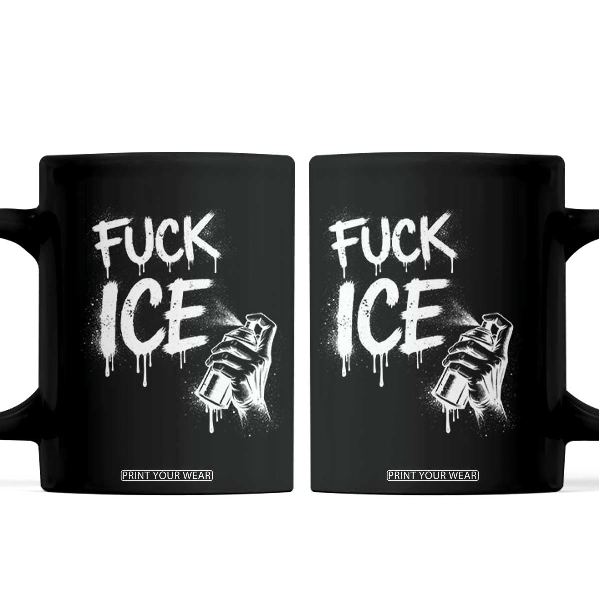 Fck Ice Coffee Mug Vintage Graffiti No Human is Illegal TS10 Black Print Your Wear
