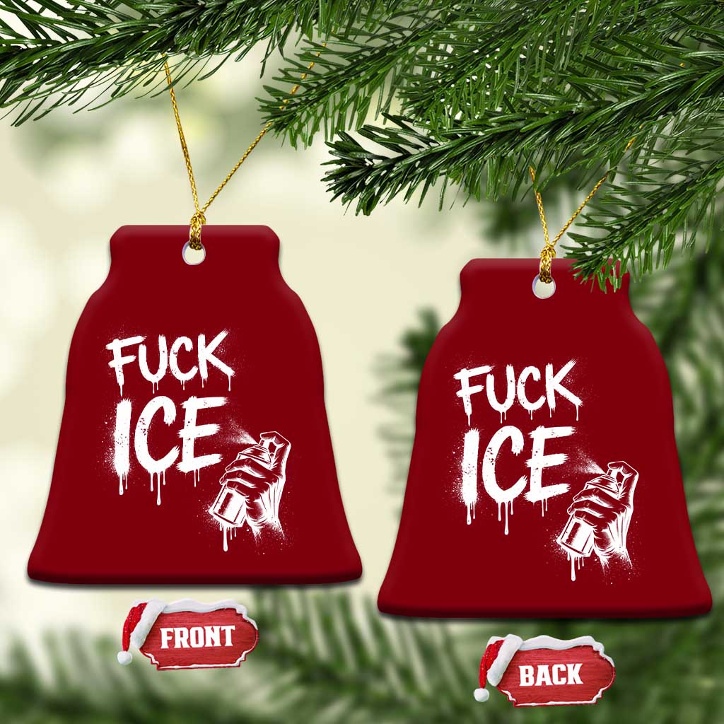 Fck Ice Ceramic Ornament Vintage Graffiti No Human is Illegal TS10 Print Your Wear