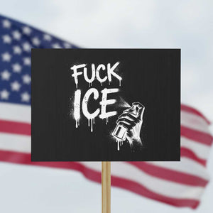 Fck Ice Protest Sign Vintage Graffiti No Human is Illegal TS10 Horizontal 18" × 24" Black Print Your Wear