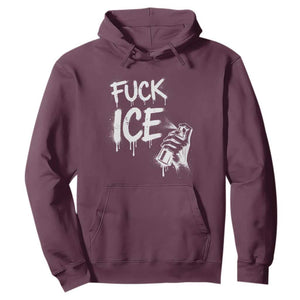Fck Ice Hoodie Vintage Graffiti No Human is Illegal TS10 Maroon Print Your Wear