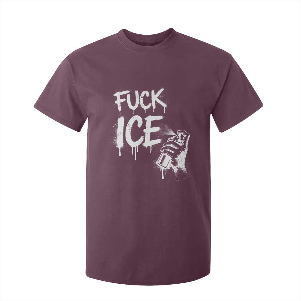 Fck Ice T Shirt For Kid Vintage Graffiti No Human is Illegal TS10 Maroon Print Your Wear