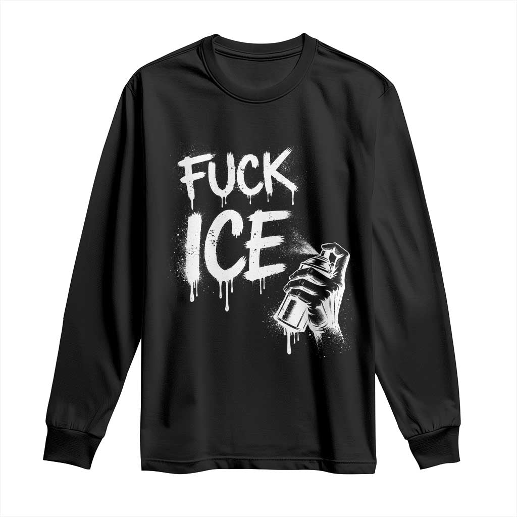 Fck Ice Long Sleeve Shirt Vintage Graffiti No Human is Illegal TS10 Black Print Your Wear