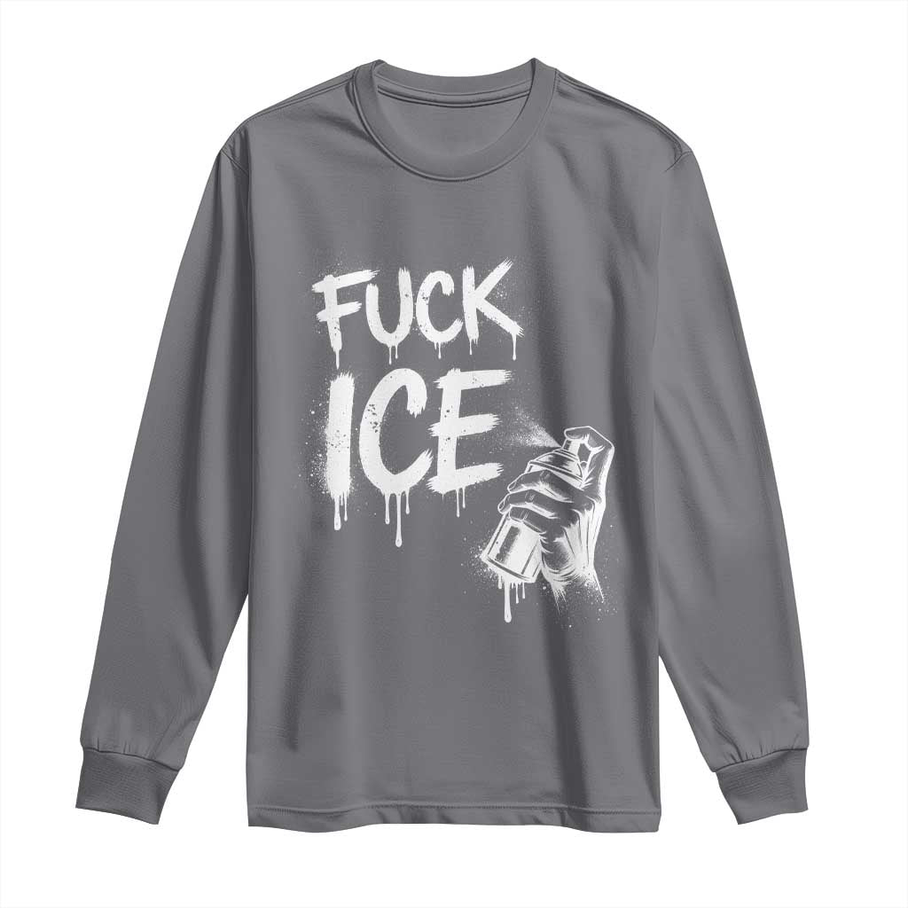 Fck Ice Long Sleeve Shirt Vintage Graffiti No Human is Illegal TS10 Charcoal Print Your Wear