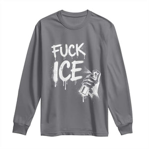 Fck Ice Long Sleeve Shirt Vintage Graffiti No Human is Illegal TS10 Charcoal Print Your Wear