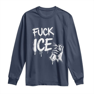 Fck Ice Long Sleeve Shirt Vintage Graffiti No Human is Illegal TS10 Navy Print Your Wear