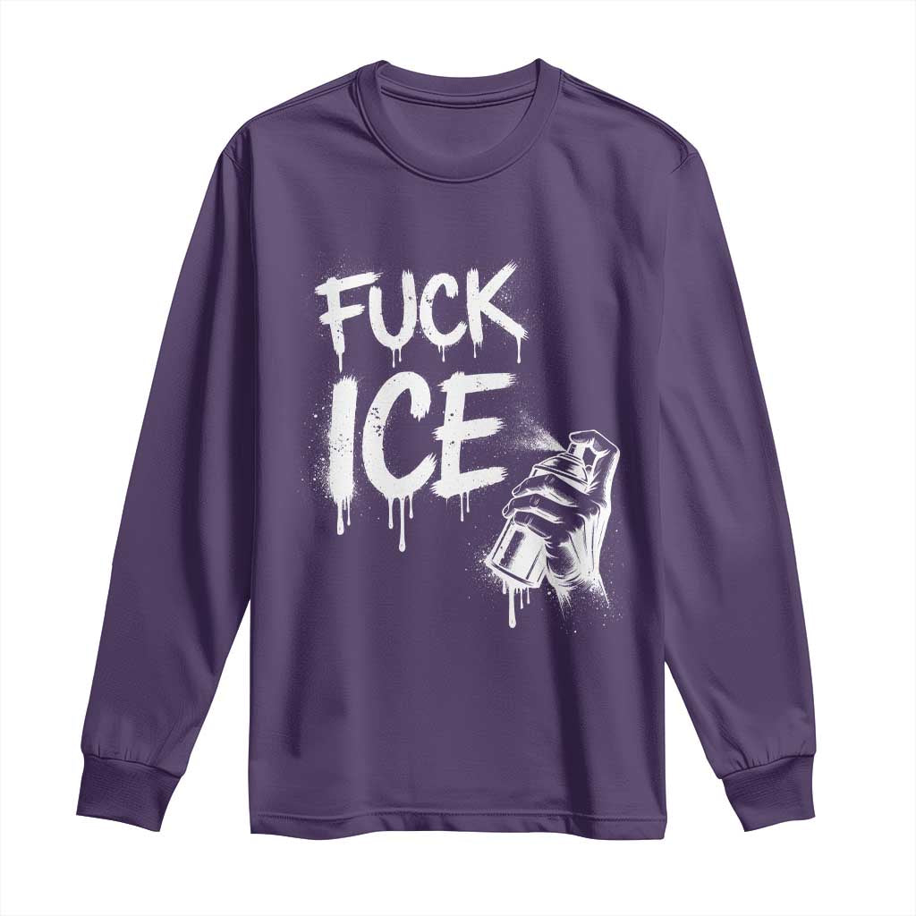 Fck Ice Long Sleeve Shirt Vintage Graffiti No Human is Illegal TS10 Purple Print Your Wear