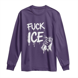Fck Ice Long Sleeve Shirt Vintage Graffiti No Human is Illegal TS10 Purple Print Your Wear