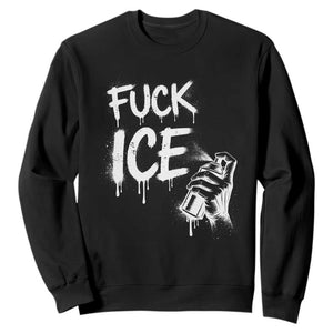 Fck Ice Sweatshirt Vintage Graffiti No Human is Illegal TS10 Black Print Your Wear