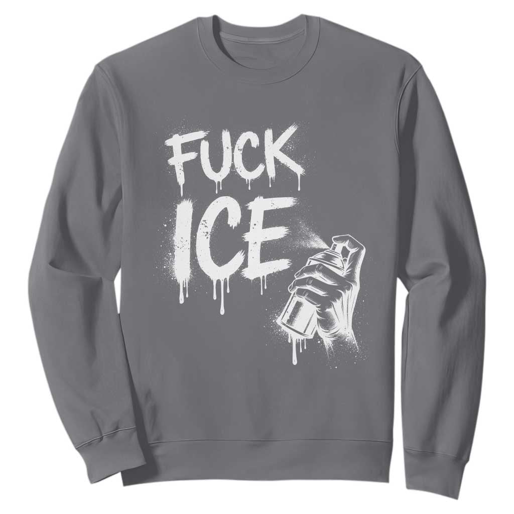 Fck Ice Sweatshirt Vintage Graffiti No Human is Illegal TS10 Charcoal Print Your Wear