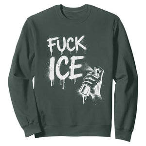 Fck Ice Sweatshirt Vintage Graffiti No Human is Illegal TS10 Dark Forest Green Print Your Wear