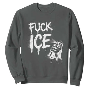 Fck Ice Sweatshirt Vintage Graffiti No Human is Illegal TS10 Dark Heather Print Your Wear