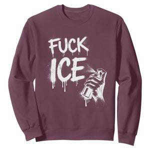 Fck Ice Sweatshirt Vintage Graffiti No Human is Illegal TS10 Maroon Print Your Wear
