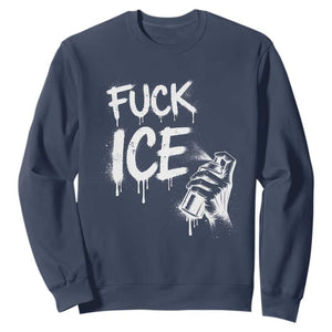Fck Ice Sweatshirt Vintage Graffiti No Human is Illegal TS10 Navy Print Your Wear