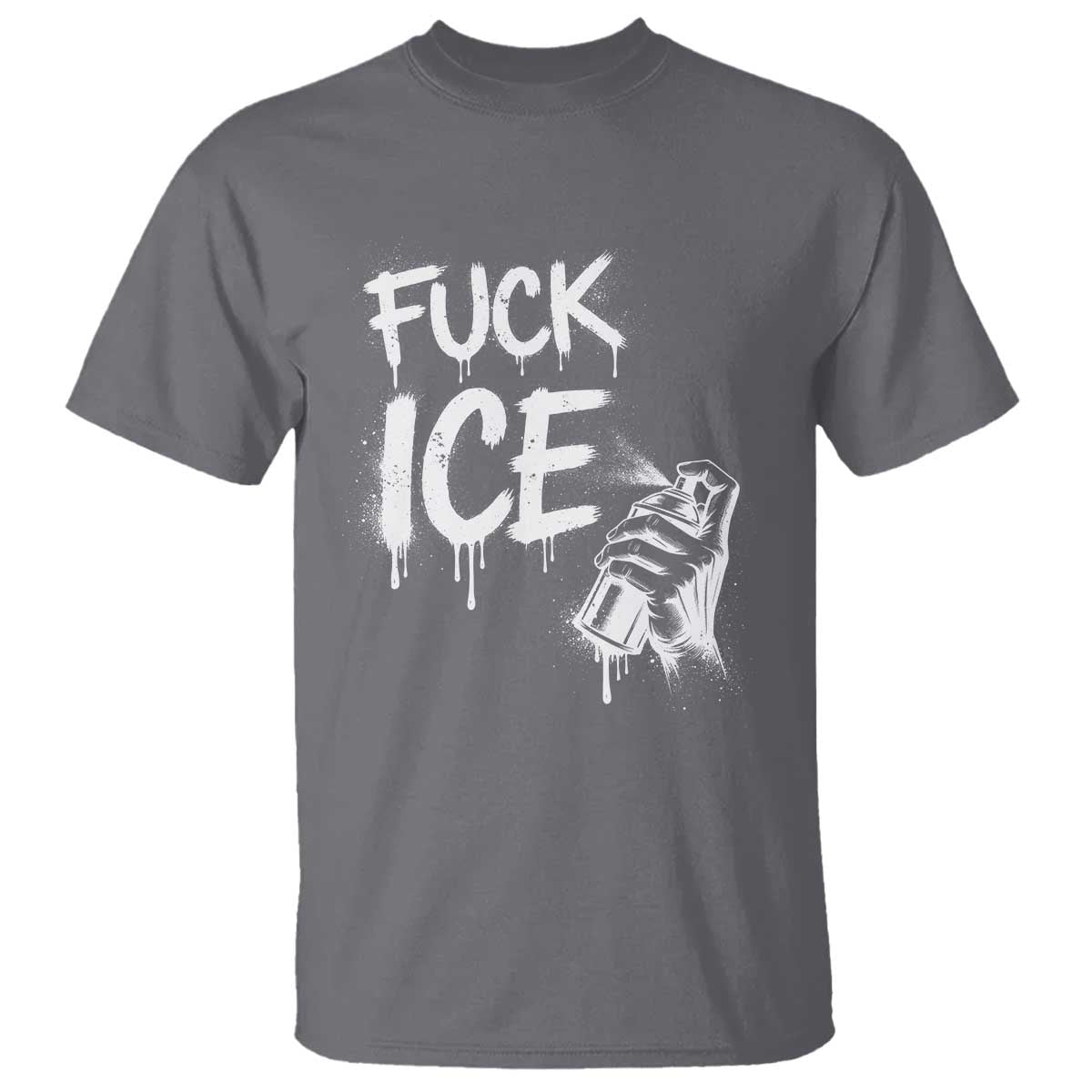 Fck Ice T Shirt Vintage Graffiti No Human is Illegal TS10 Charcoal Print Your Wear