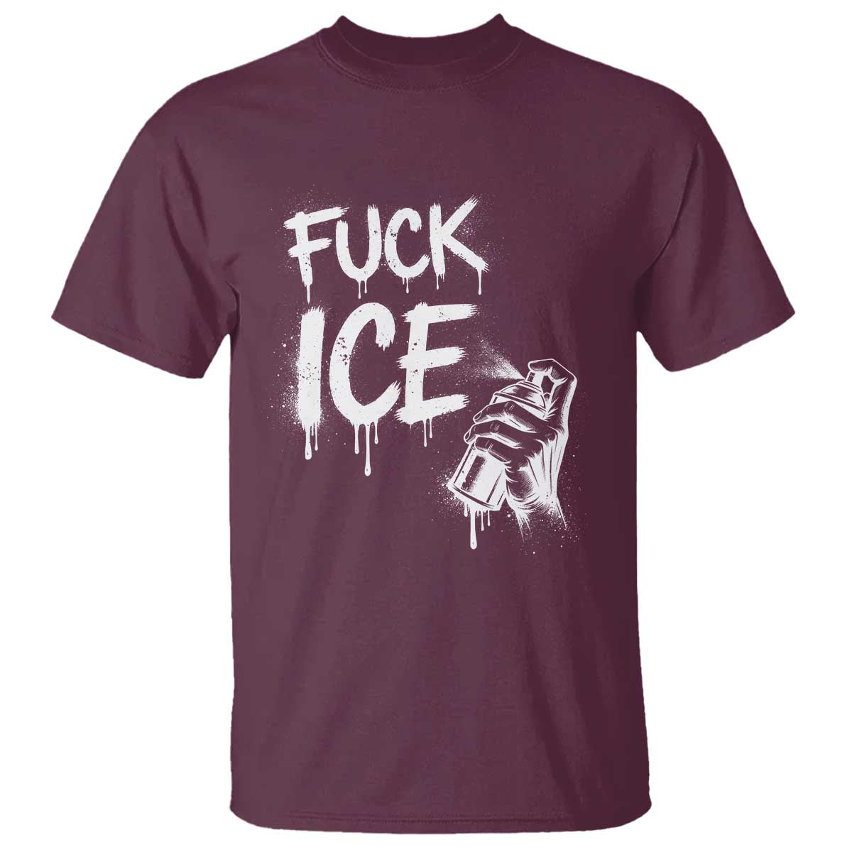 Fck Ice T Shirt Vintage Graffiti No Human is Illegal TS10 Maroon Print Your Wear
