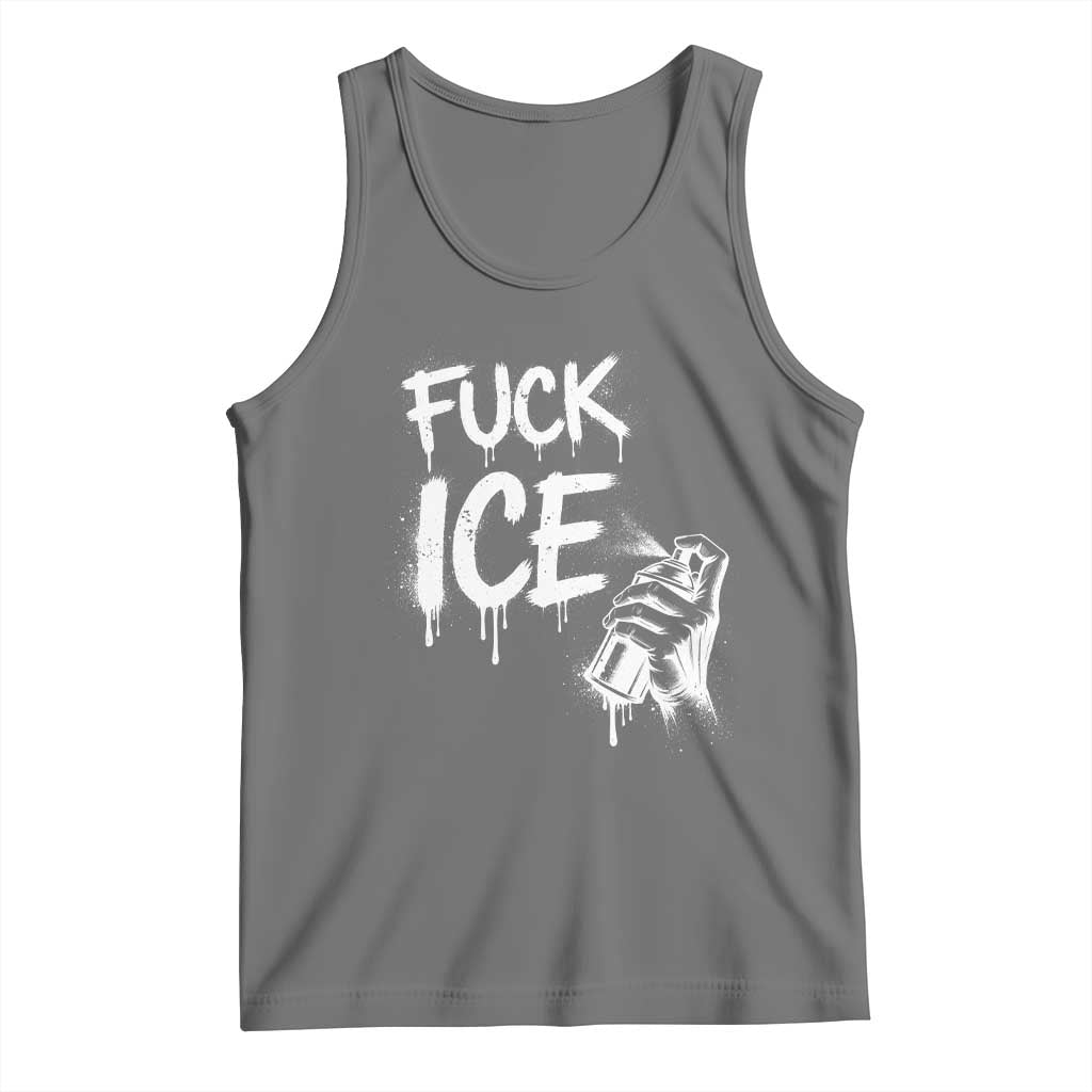 Fck Ice Tank Top Vintage Graffiti No Human is Illegal TS10 Black Heather Print Your Wear