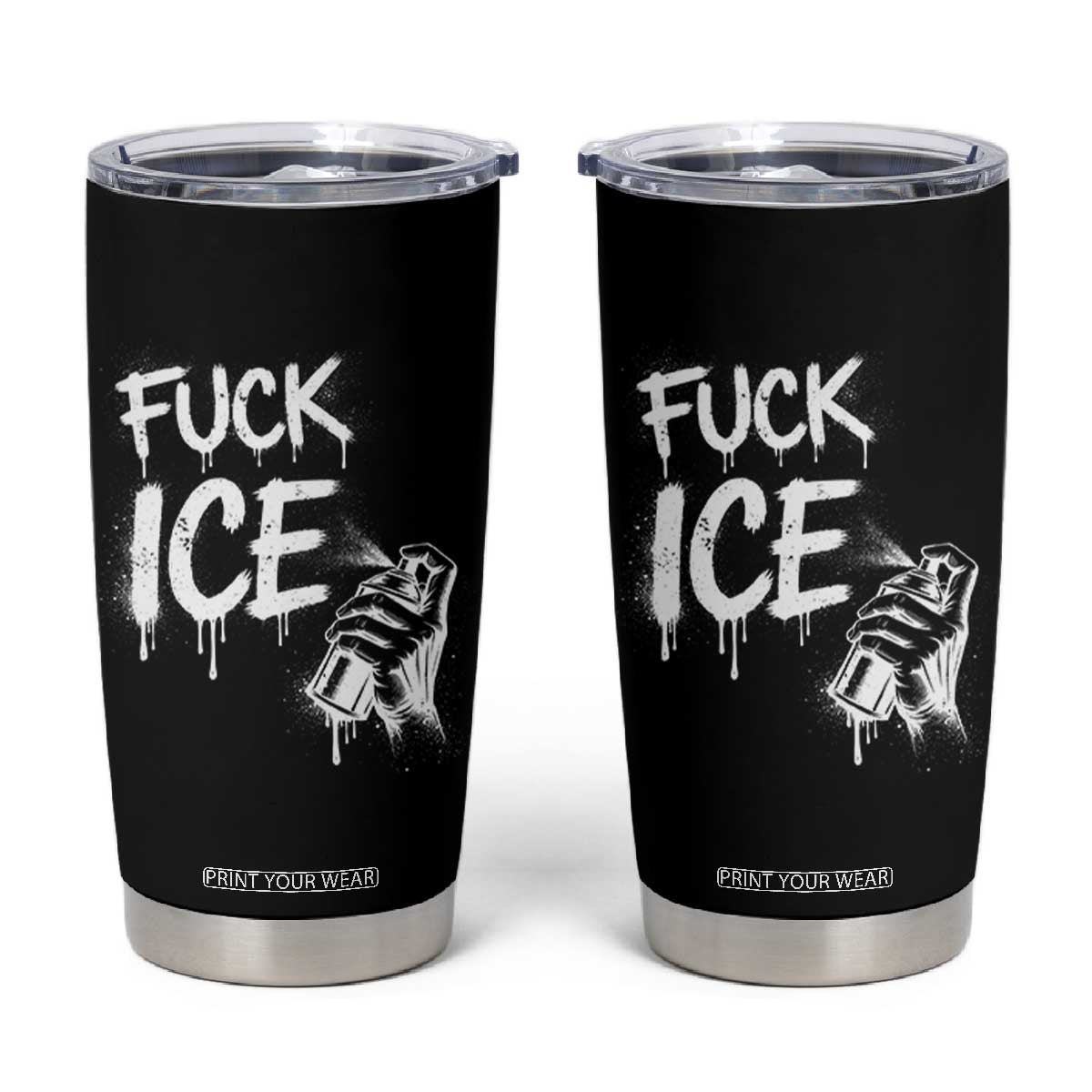 Fck Ice Tumbler Cup Vintage Graffiti No Human is Illegal TS10 Black Print Your Wear