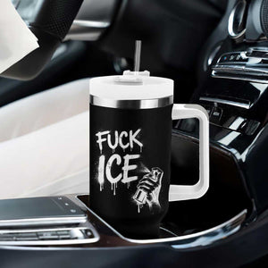 Fck Ice Tumbler With Handle Vintage Graffiti No Human is Illegal TS10 Print Your Wear