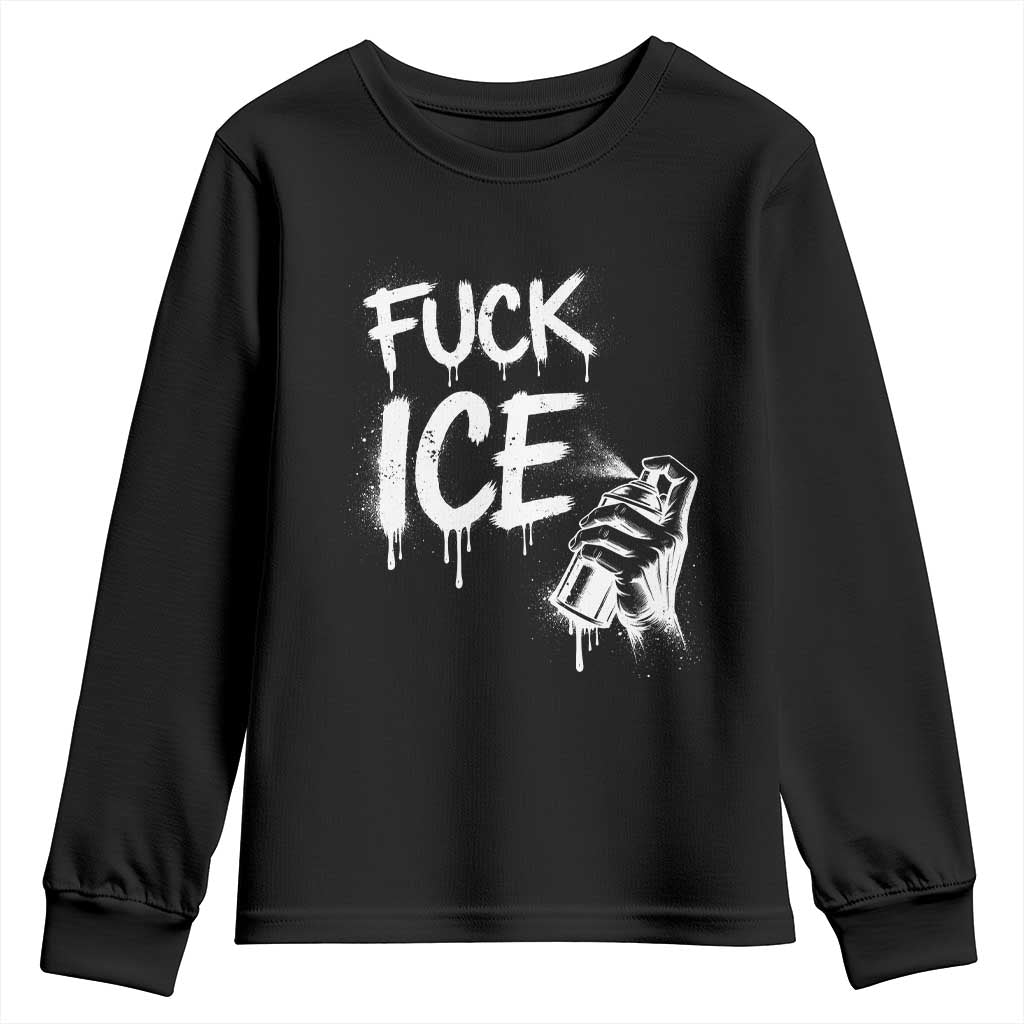 Fck Ice Youth Sweatshirt Vintage Graffiti No Human is Illegal TS10 Black Print Your Wear