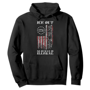 Ice Out No Human Is Illegal Hoodie Vintage Old 1776 US Flag TS10 Black Print Your Wear