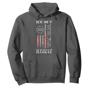 Ice Out No Human Is Illegal Hoodie Vintage Old 1776 US Flag TS10 Dark Heather Print Your Wear