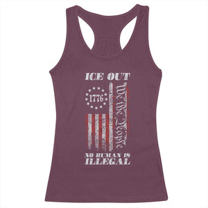 Ice Out No Human Is Illegal Racerback Tank Top Vintage Old 1776 US Flag TS10 Maroon Print Your Wear