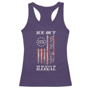 Ice Out No Human Is Illegal Racerback Tank Top Vintage Old 1776 US Flag TS10 Purple Print Your Wear
