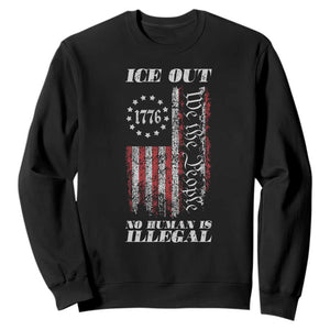 Ice Out No Human Is Illegal Sweatshirt Vintage Old 1776 US Flag TS10 Black Print Your Wear