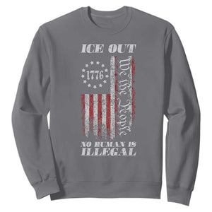 Ice Out No Human Is Illegal Sweatshirt Vintage Old 1776 US Flag TS10 Charcoal Print Your Wear