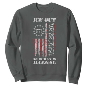 Ice Out No Human Is Illegal Sweatshirt Vintage Old 1776 US Flag TS10 Dark Heather Print Your Wear