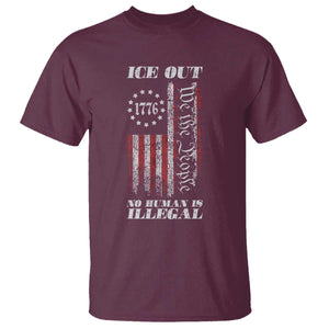 Ice Out No Human Is Illegal T Shirt Vintage Old 1776 US Flag TS10 Maroon Print Your Wear